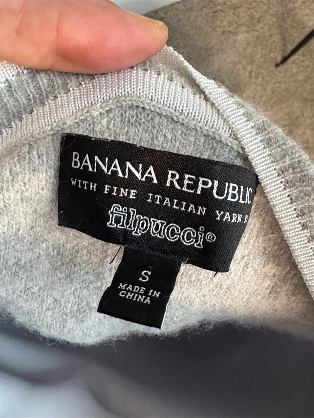 Banana Republic Taupe Filpucci Crewneck Sweater with White Seam Detail Small - Picture 3 of 6